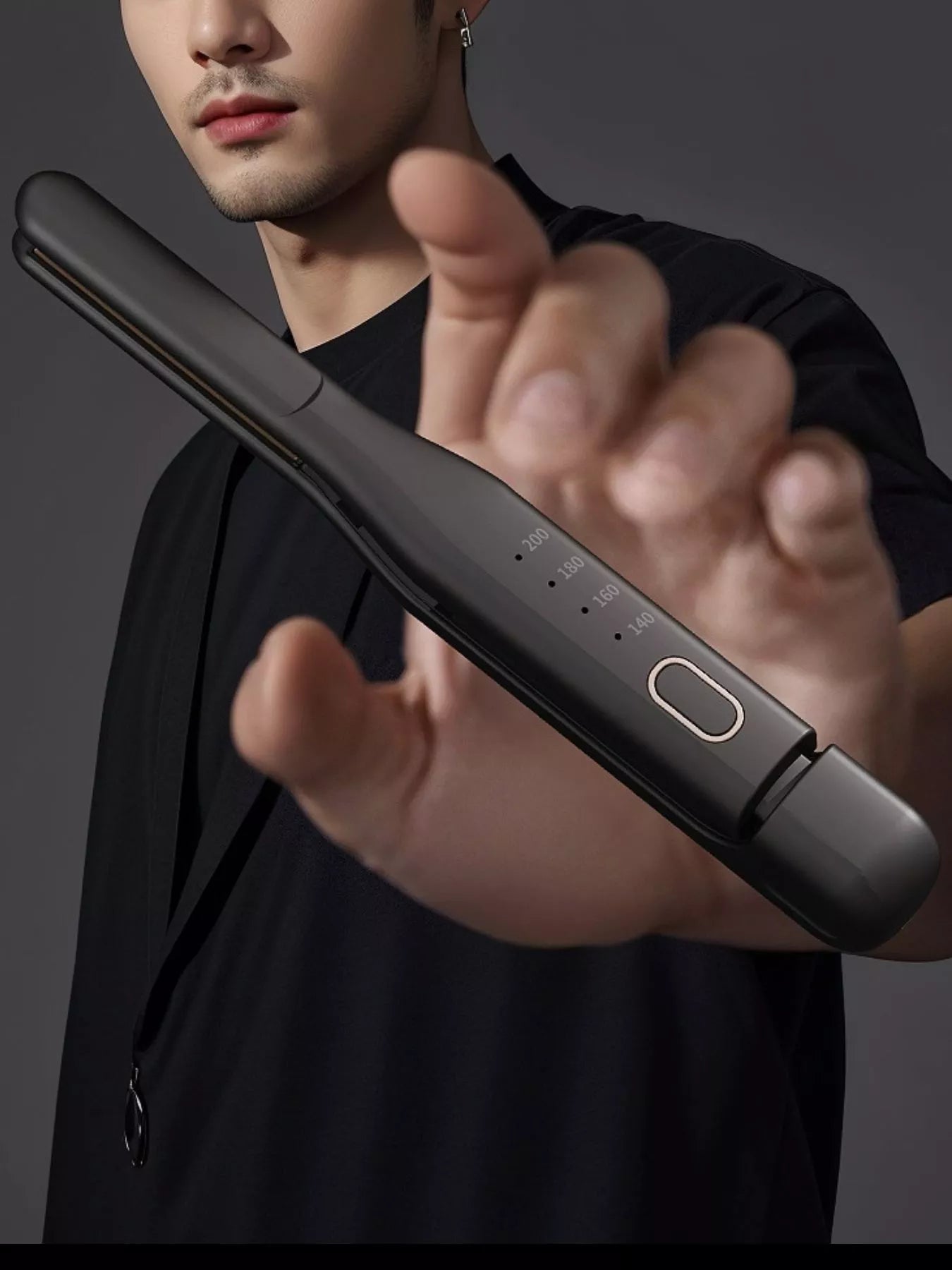 Black Trendsi temperature control hair straightener with adjustable settings and sleek design for smooth, straight hair.