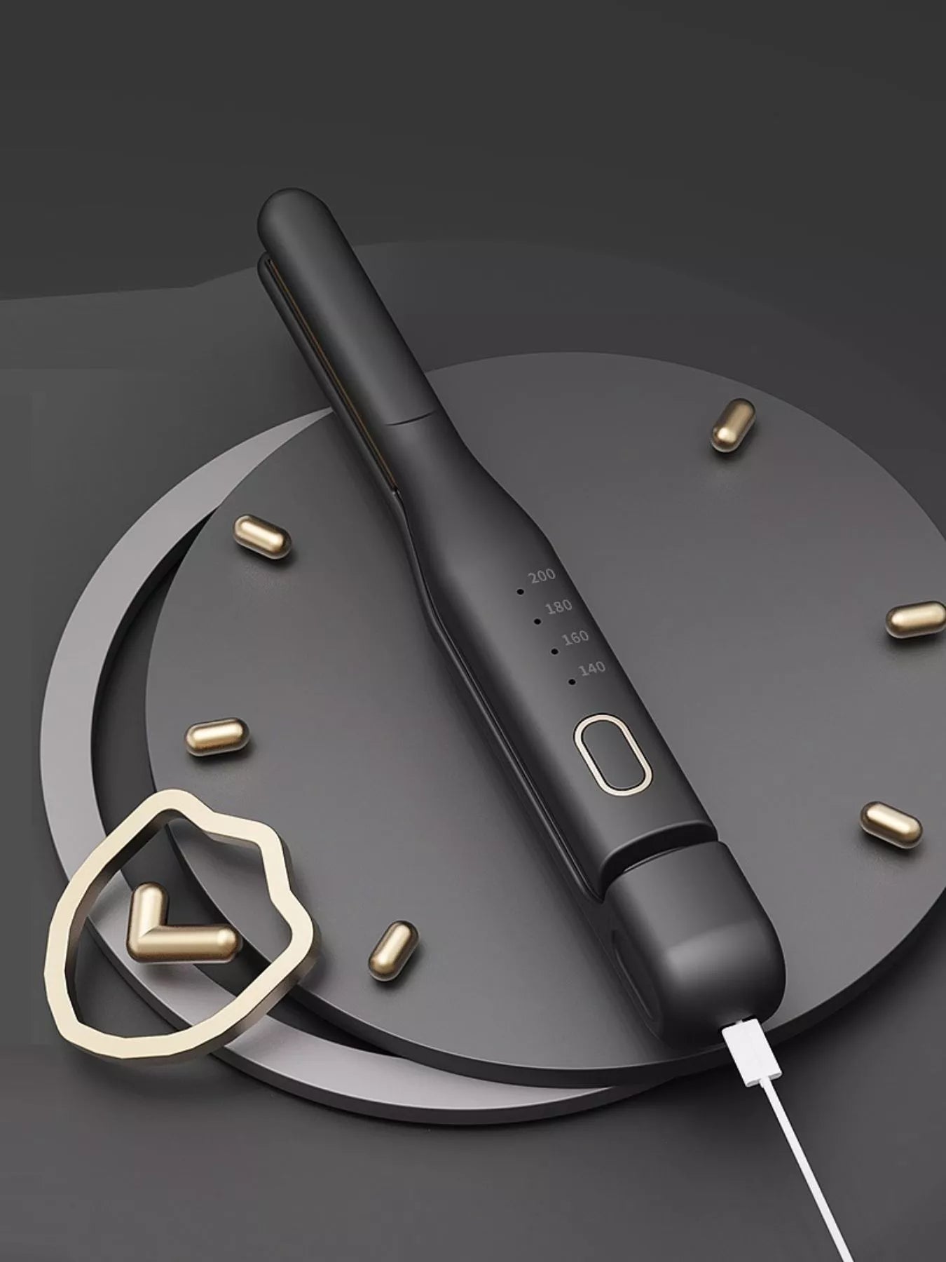 Black Trendsi temperature control hair straightener with adjustable settings and sleek design for smooth, straight hair.