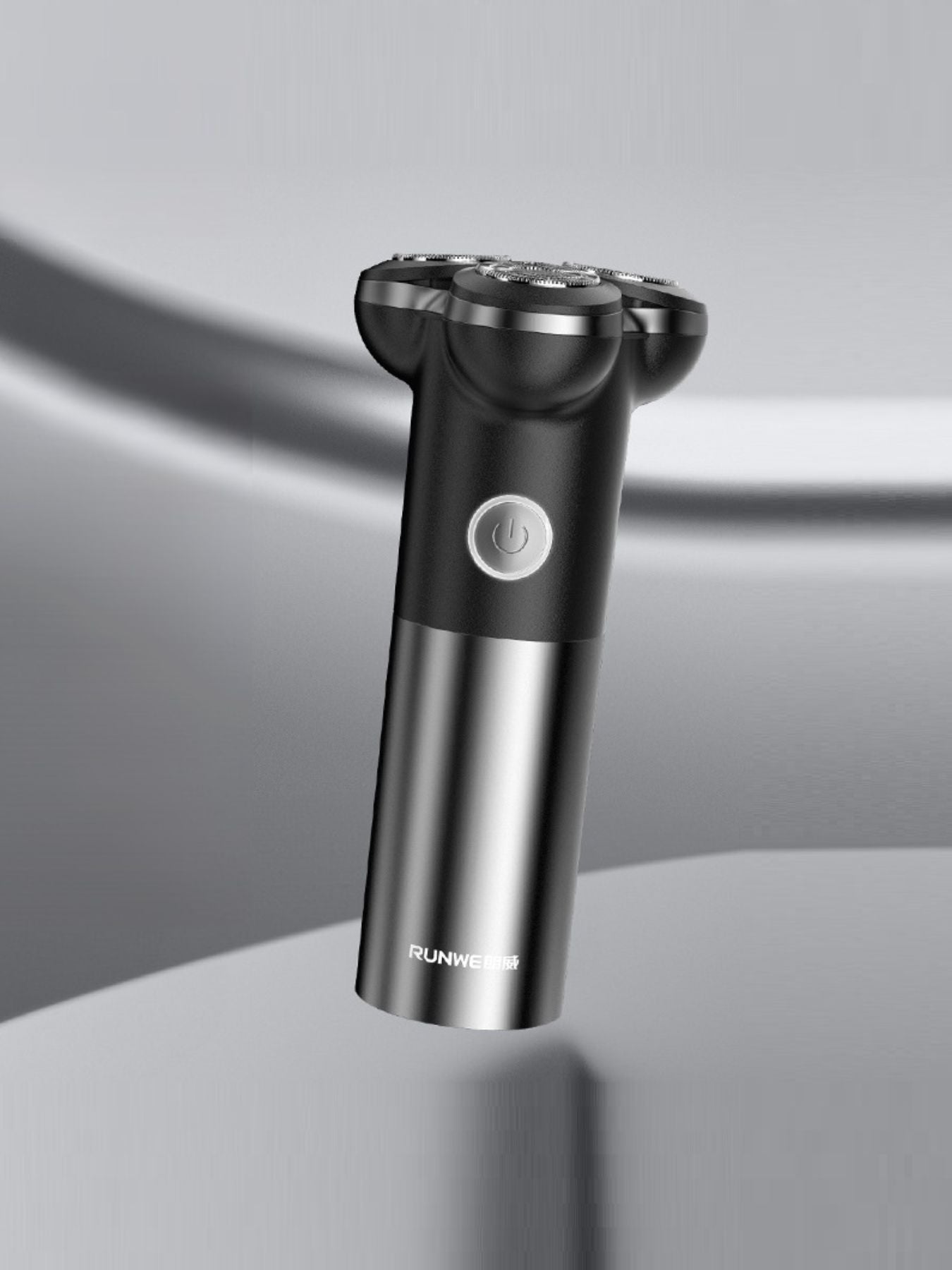 Black Trendsi triple-blade rotary electric shaver with three rotating blades and ergonomic handle for a close, comfortable shave.