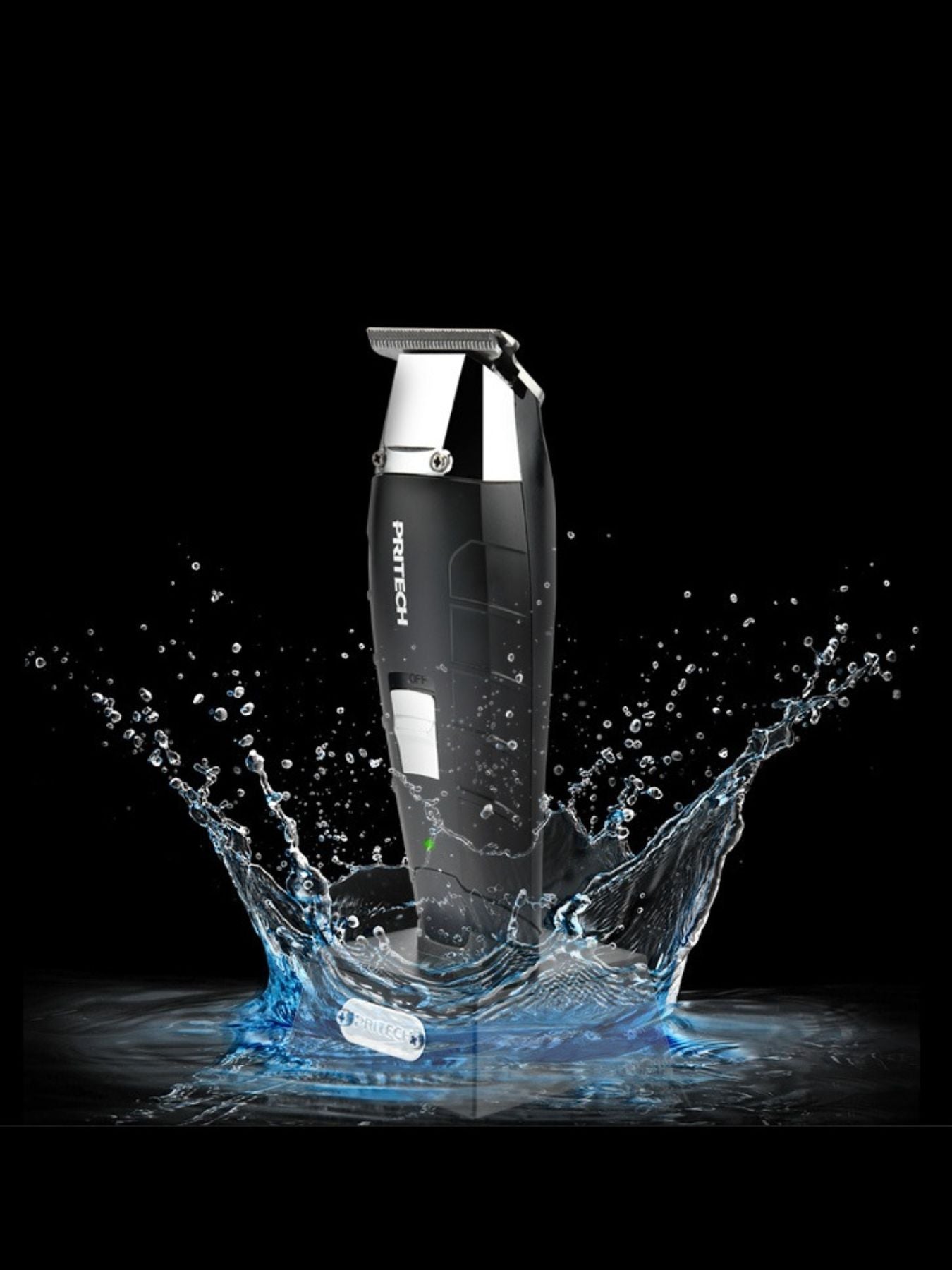 Black waterproof cordless hair clipper from Trendsi, featuring a sleek design and adjustable blades for versatile grooming.