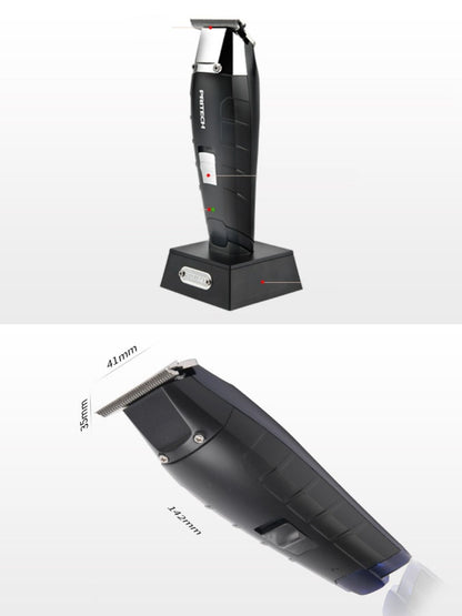 Black waterproof cordless hair clipper by Trendsi, compact and sleek, suitable for easy grooming and precise trimming.