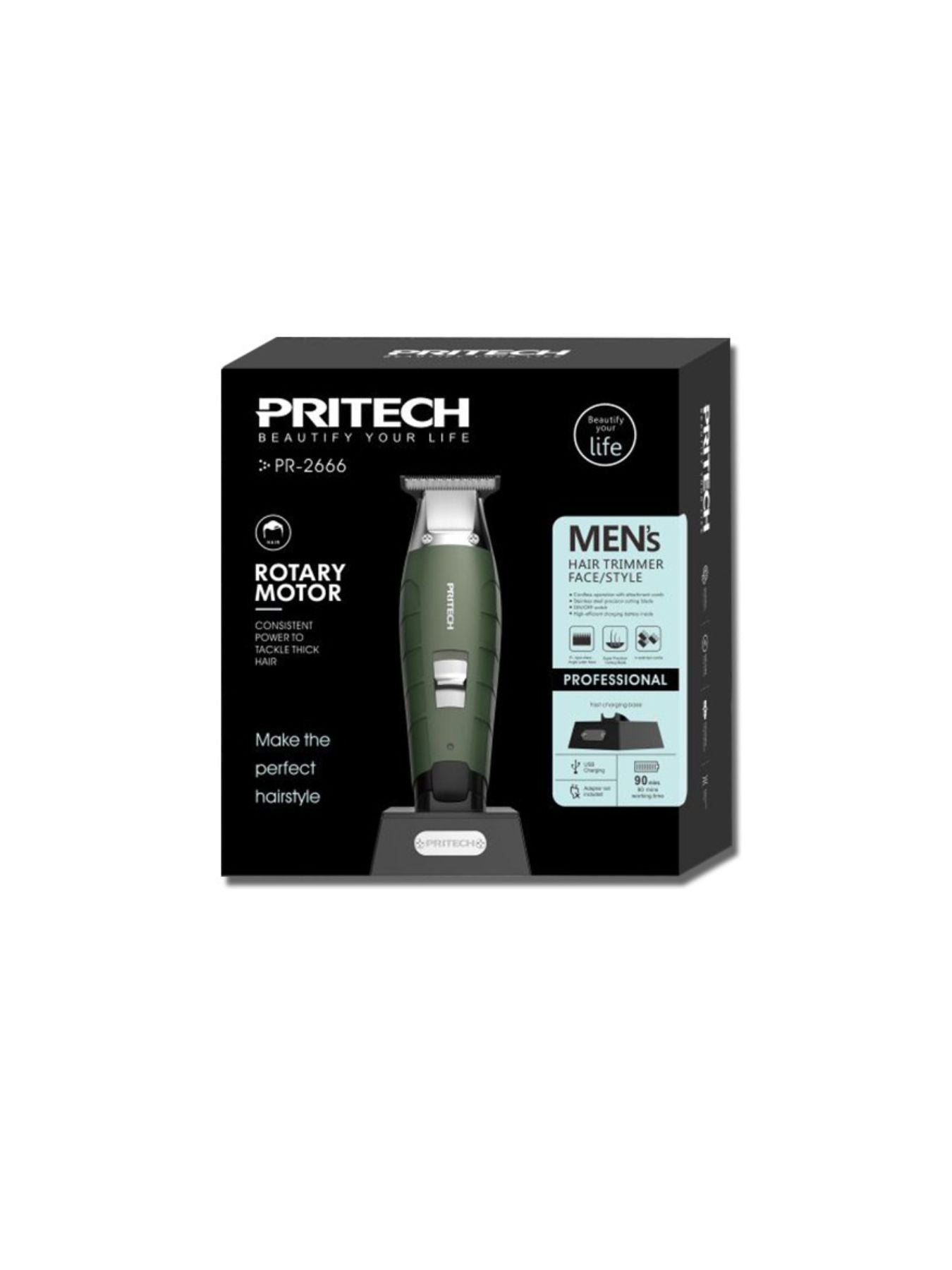 Black waterproof cordless hair clipper from Trendsi with adjustable blades and ergonomic design for easy grooming.