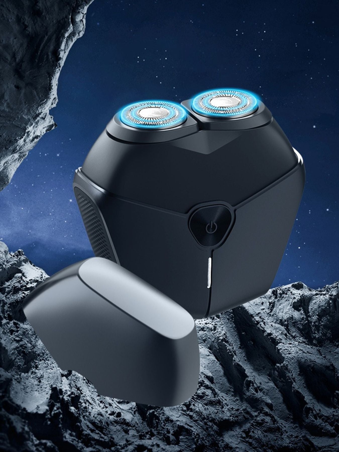 Black waterproof electric shaver by Trendsi with a sleek design, shown with its shaver head and ergonomic handle.