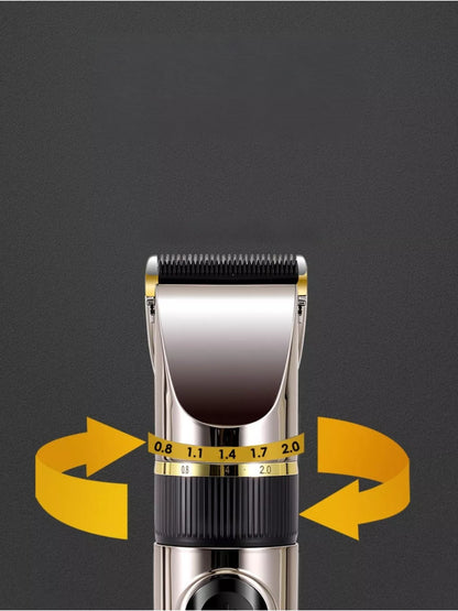 Black waterproof hair clipper from Trendsi with LED display, featuring a sleek design and one-size-fits-all functionality.