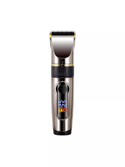Black waterproof hair clipper from Trendsi with LED display, designed for precise grooming and easy use.