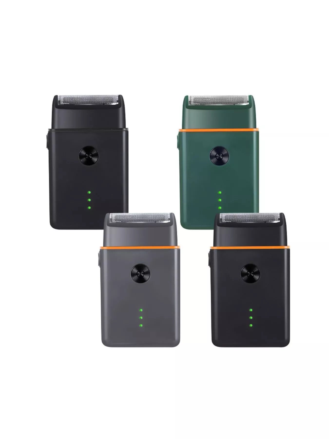 Black and orange portable mini shaver by Trendsi, compact design with a sleek, one-size-fits-all shape for quick grooming.