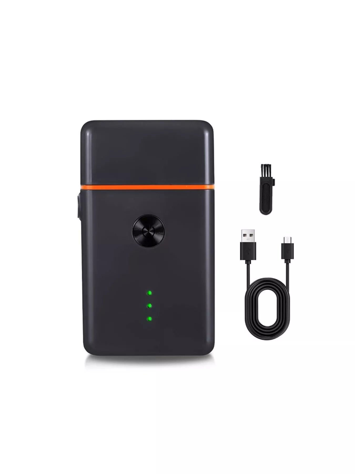 Black and orange Trendsi portable mini shaver with a compact design suitable for quick grooming on the go.