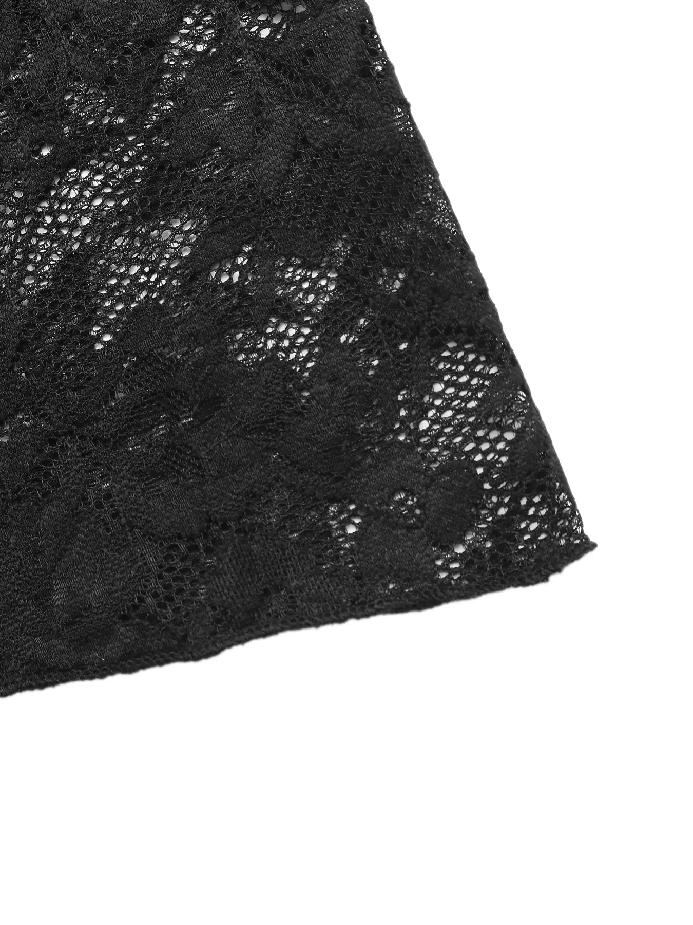 Black lace off-shoulder mini dress by Trendsi, featuring a fitted silhouette and delicate lace detailing for a stylish look.