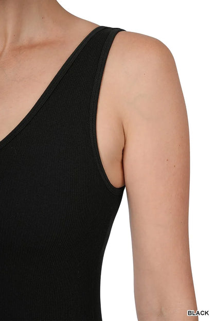 Black Zenana breathable seamless ribbed sports jumpsuit, fitted with a sleek design and comfortable fabric for active wear.