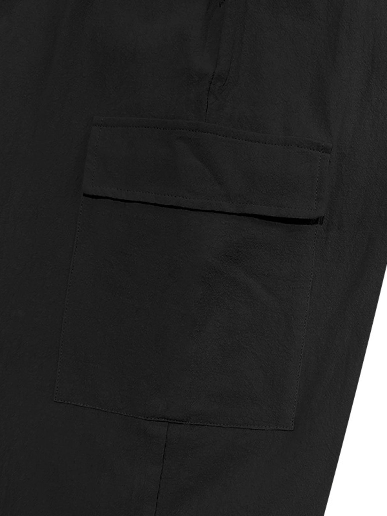 Black men's full-size casual cargo pants with drawstring waist, trendy plus size pants by Trendsi.