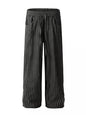 Men's black striped casual drawstring pants from Trendsi, featuring a relaxed fit with adjustable waistband and comfortable fabric.