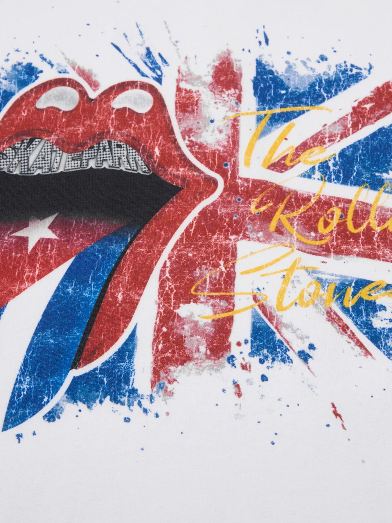 Black men's The Rolling Stones tongue graphic T-shirt by Trendsi, featuring iconic band logo on front.