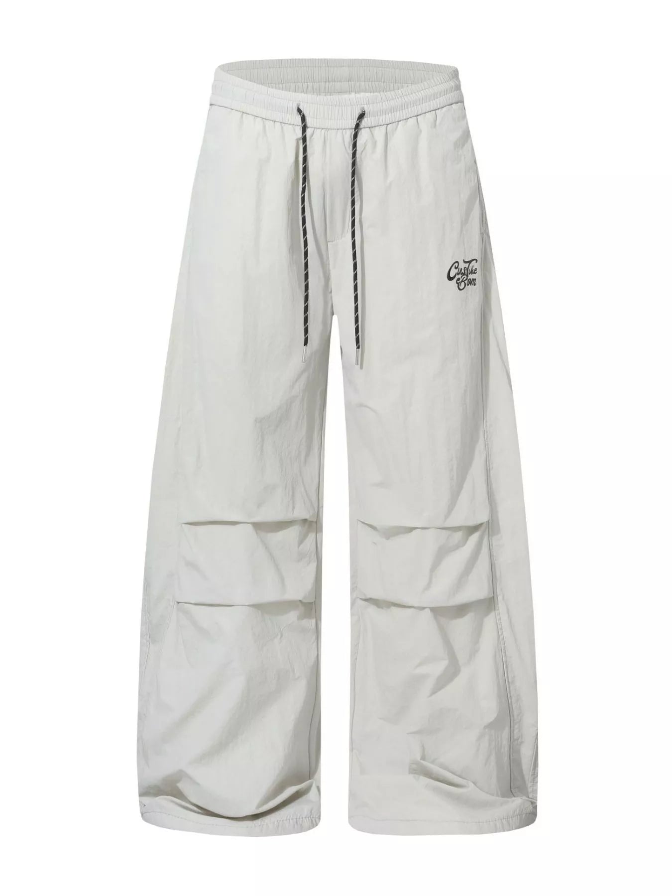 Black men's wide-leg cargo pants from Trendsi, featuring multiple side pockets and relaxed fit for casual style.