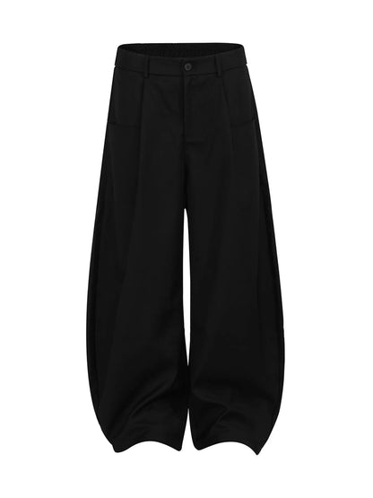 Black men's wide-leg pants with pleated front by Trendsi, featuring a relaxed fit and stylish design.
