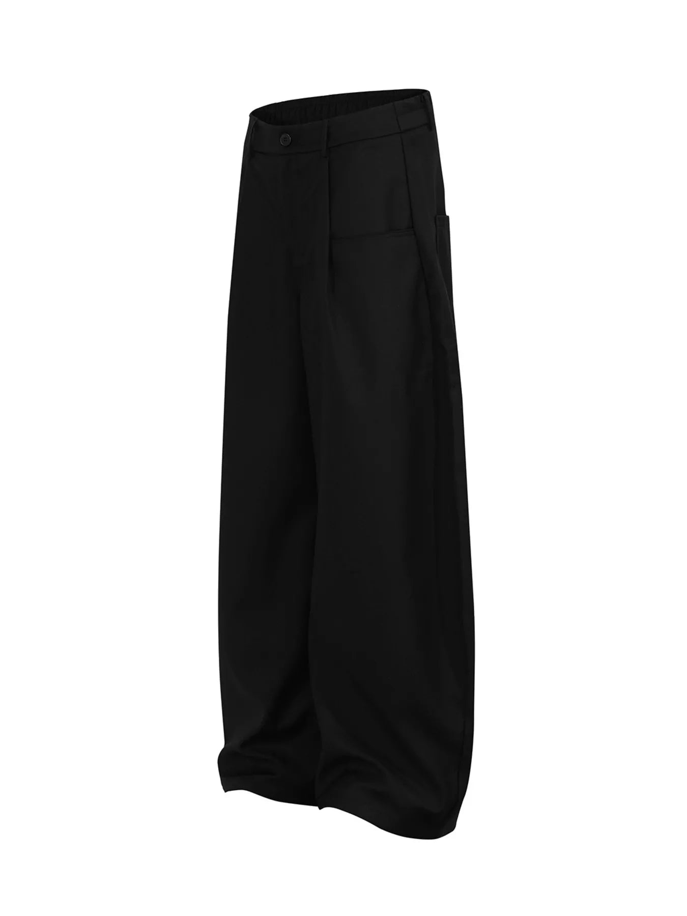 Men's black wide-leg pants with pleated front from Trendsi, featuring a relaxed fit and stylish design.
