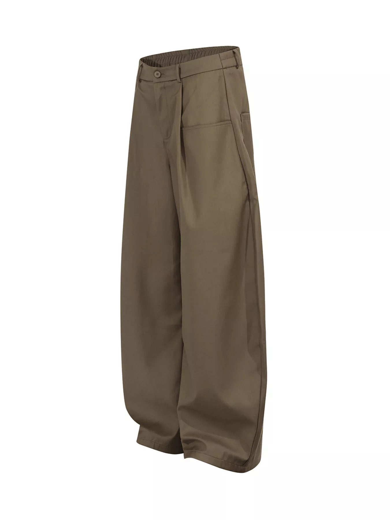 Men's black wide leg pants with pleated front from Trendsi, showing a relaxed fit and stylish design.