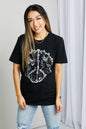 Black mineB butterfly graphic tee shirt by Trendsi, full size, featuring a colorful butterfly design on soft cotton fabric.