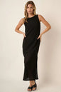 Black Mittoshop sleeveless dress with side slit and round neckline, stylish and casual for warm weather.