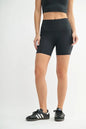 Black MONO B Venice Cloud Light Sculpt Biker Shorts by Trendsi, shown on a model, featuring a high-waist fit and sleek design.