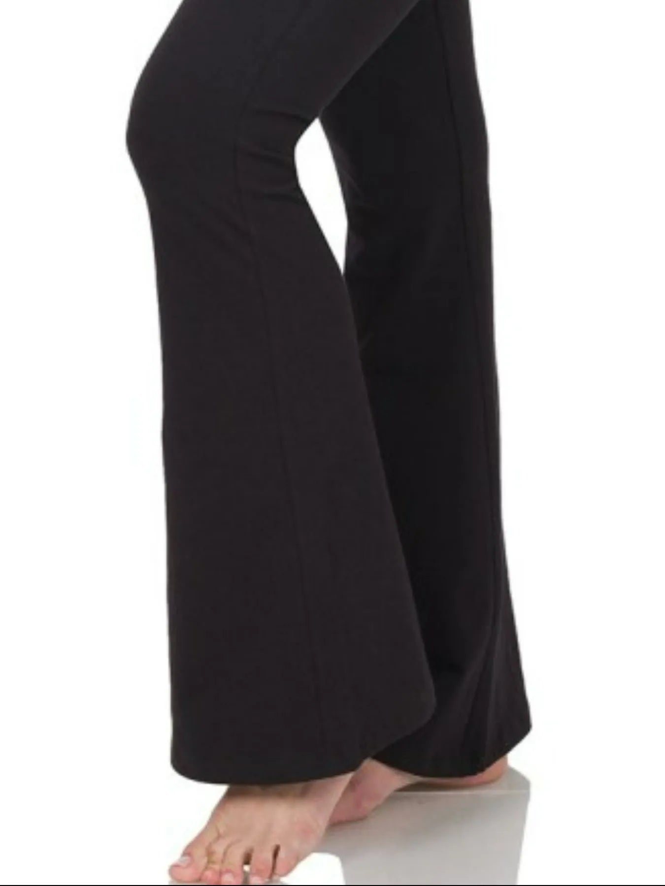 Black Zenana wide waistband yoga flare pants with a comfortable fit and flared leg design, perfect for active and casual wear.