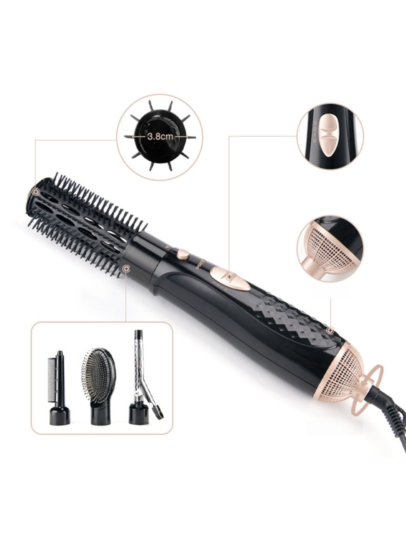 Black Trendsi fast heating curling iron with UK plug and adjustable temperature settings, suitable for creating smooth, bouncy curls.