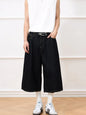 Men's black wide-leg denim shorts by Trendsi, shown in XS size with a relaxed fit and casual style.
