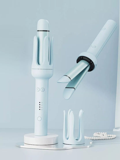 Trendsi automatic rotating ceramic hair curling iron with blue European plug for effortless, even curls.