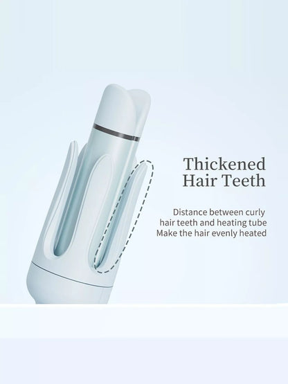 Blue automatic rotating ceramic hair curling iron by Trendsi with European plug for easy styling and even heat distribution.