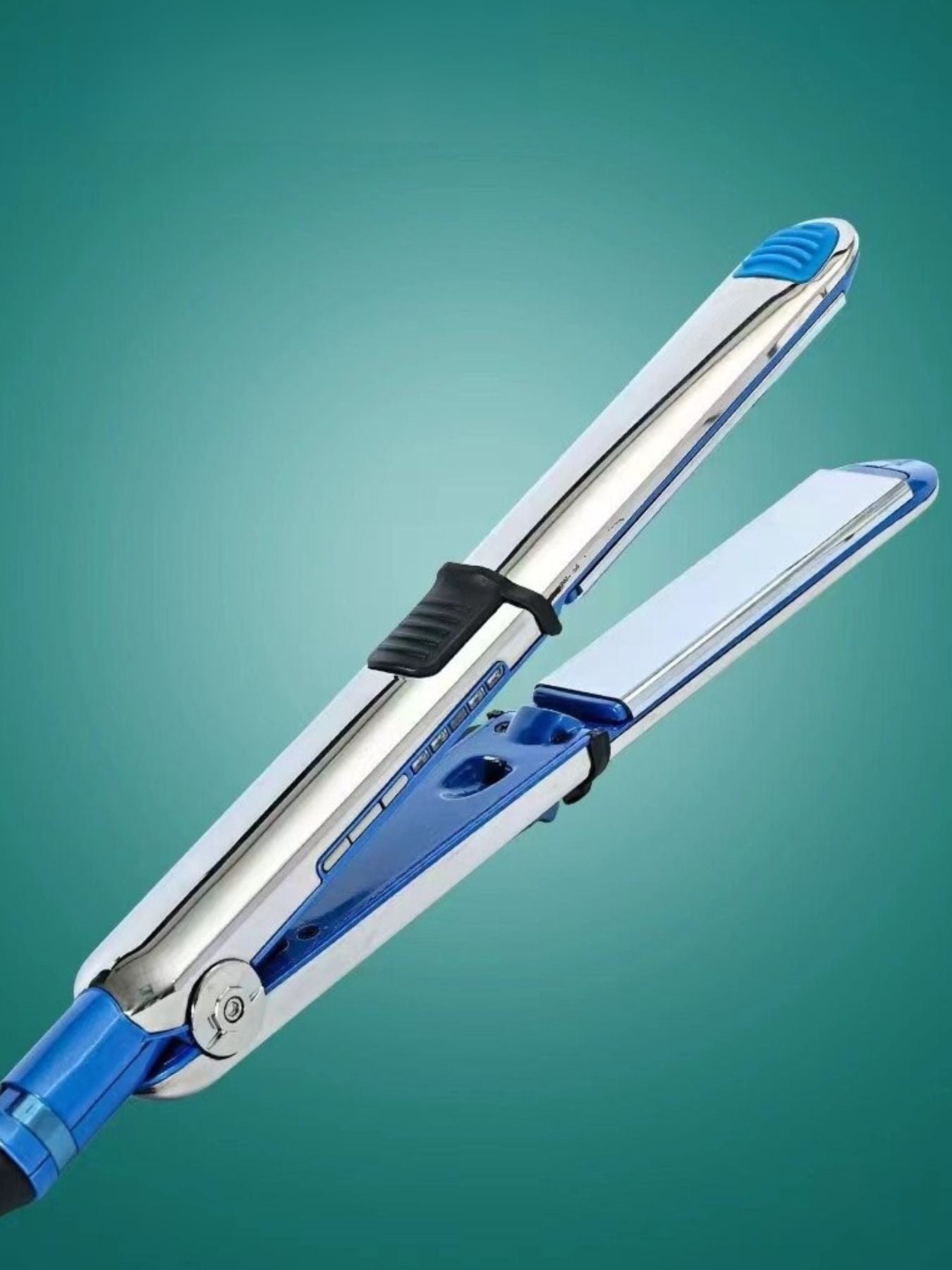 Blue European plug Trendsi fast heating hair straightener with ceramic plates for smooth, sleek hair styling.