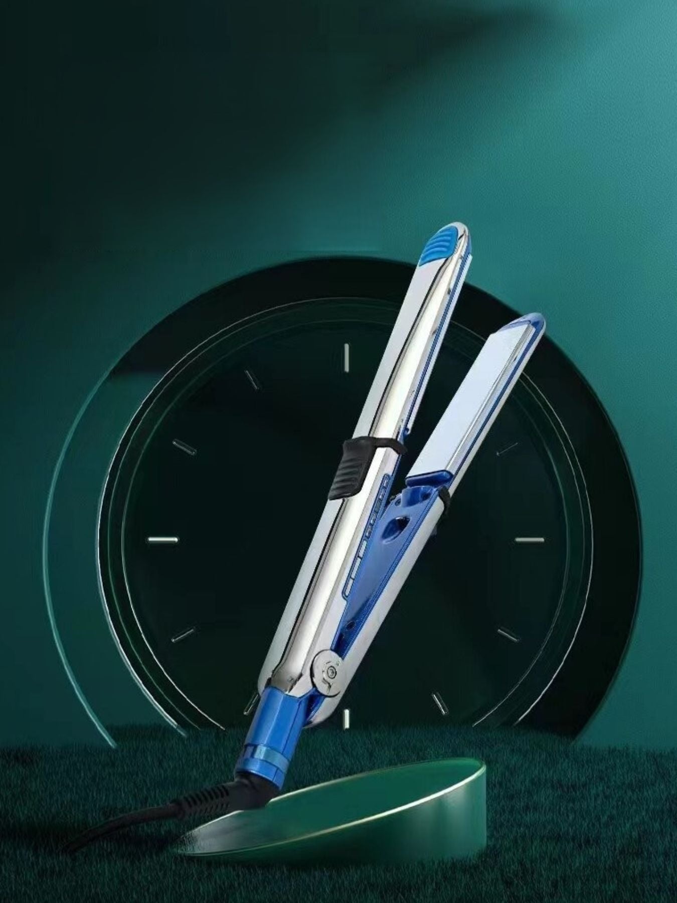 Blue Trendsi fast heating hair straightener with European plug, sleek design for quick styling.