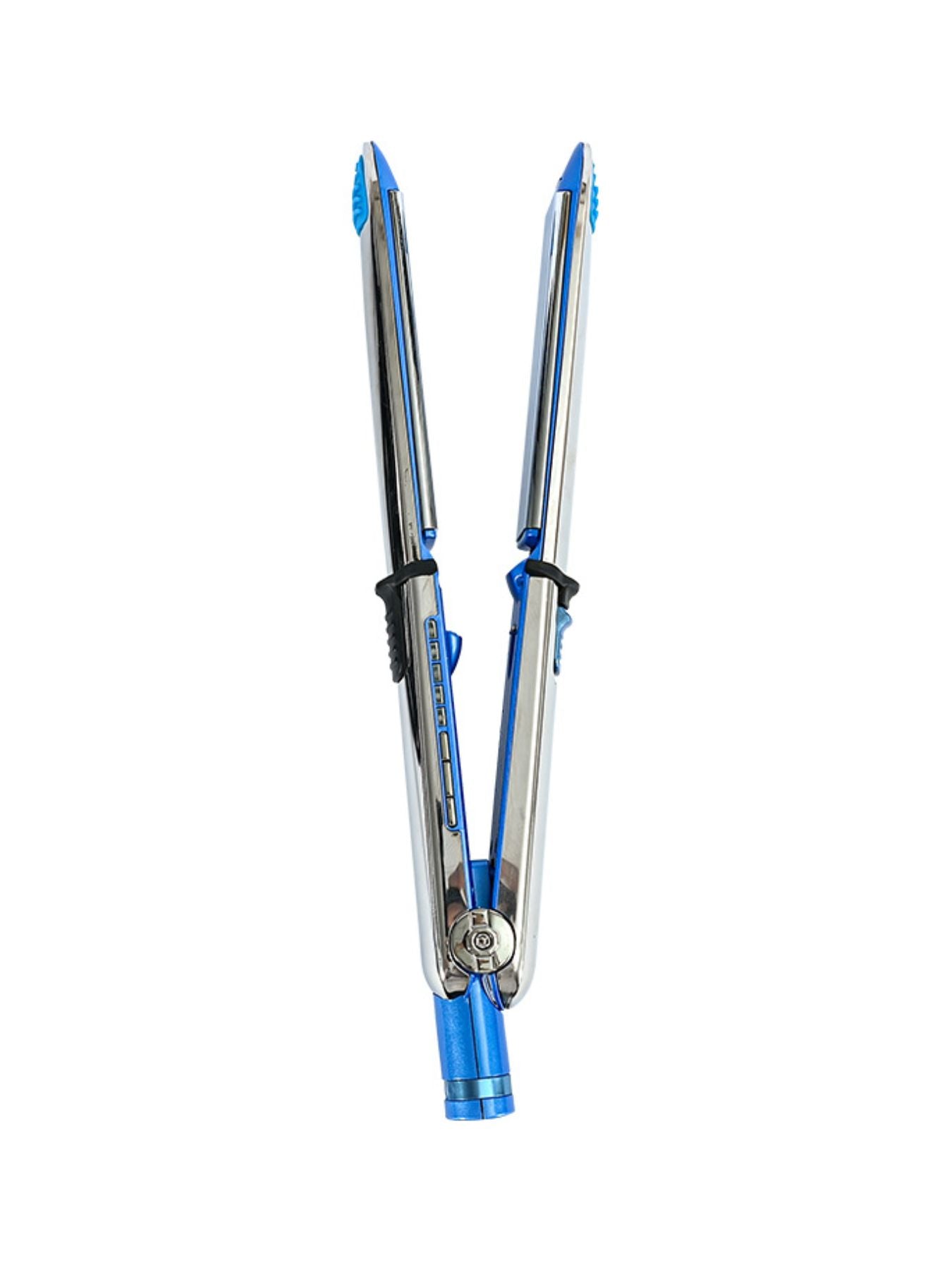 Blue Trendsi fast heating hair straightener with European plug, sleek design, and ceramic plates for smooth styling.