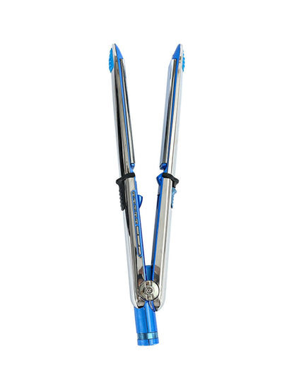 Blue Trendsi fast heating hair straightener with European plug, sleek design, and ceramic plates for smooth styling.