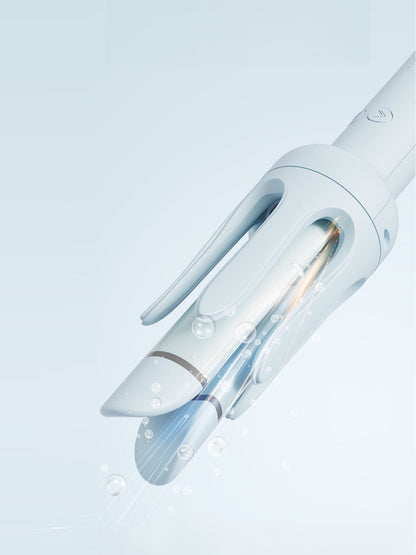 Blue Trendsi rotating ceramic hair curling iron with European plug, featuring a sleek design for easy styling.