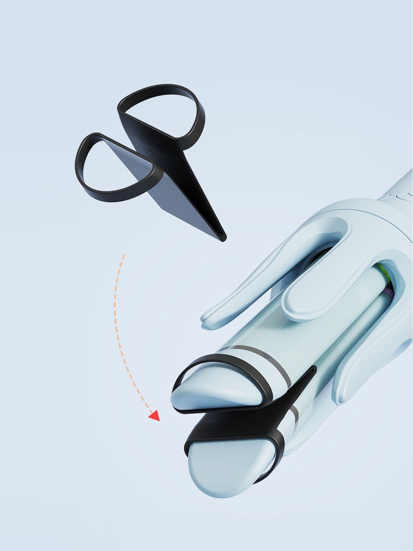 Blue rotating ceramic hair curling iron with European plug, Trendsi brand, designed for creating curling styles.