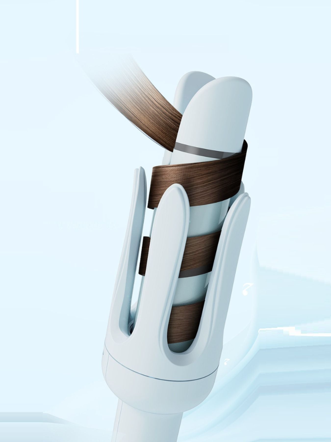 Blue Trendsi rotating ceramic hair curling iron with European plug, showcasing its handle and curling barrel.