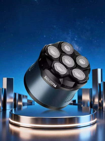Blue 6-blade rechargeable head shaver by Trendsi with ergonomic design and easy grip for a smooth, close shave.