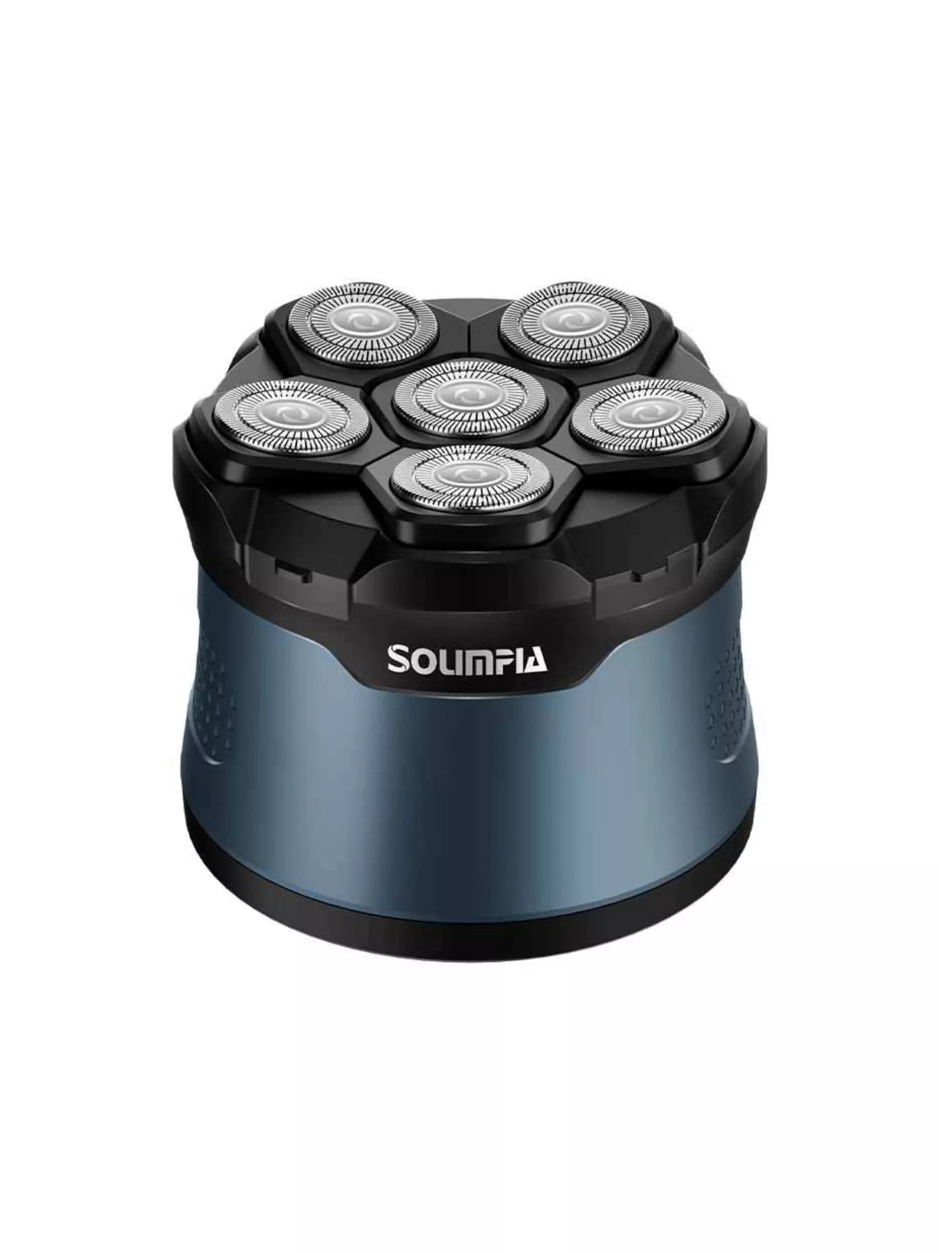 Blue 6-blade rechargeable head shaver by Trendsi, featuring a sleek design and ergonomic handle for easy head grooming.