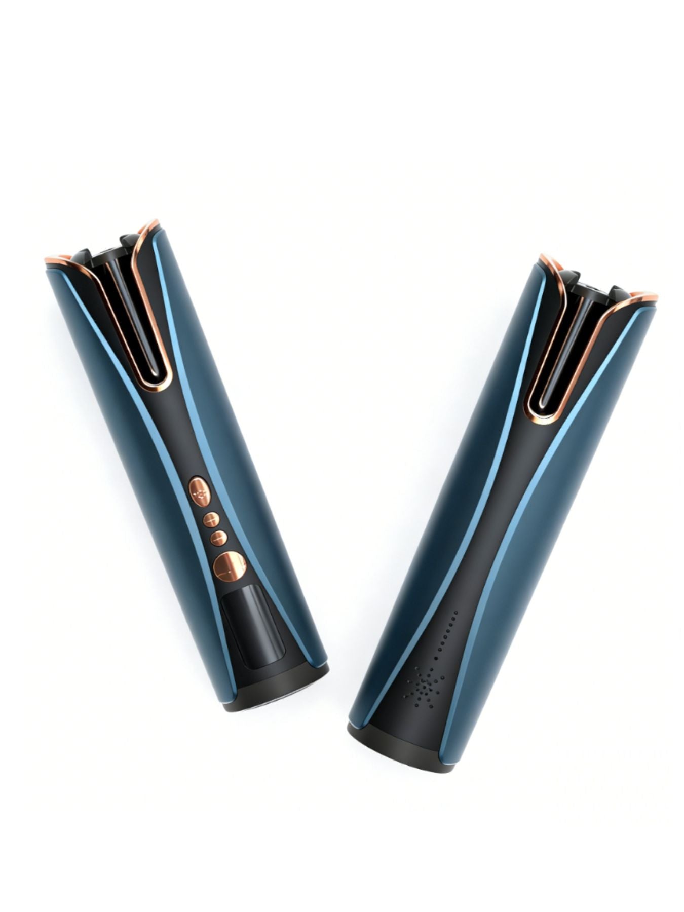 Blue automatic hair curling iron by Trendsi with a sleek design and ergonomic handle for easy styling.