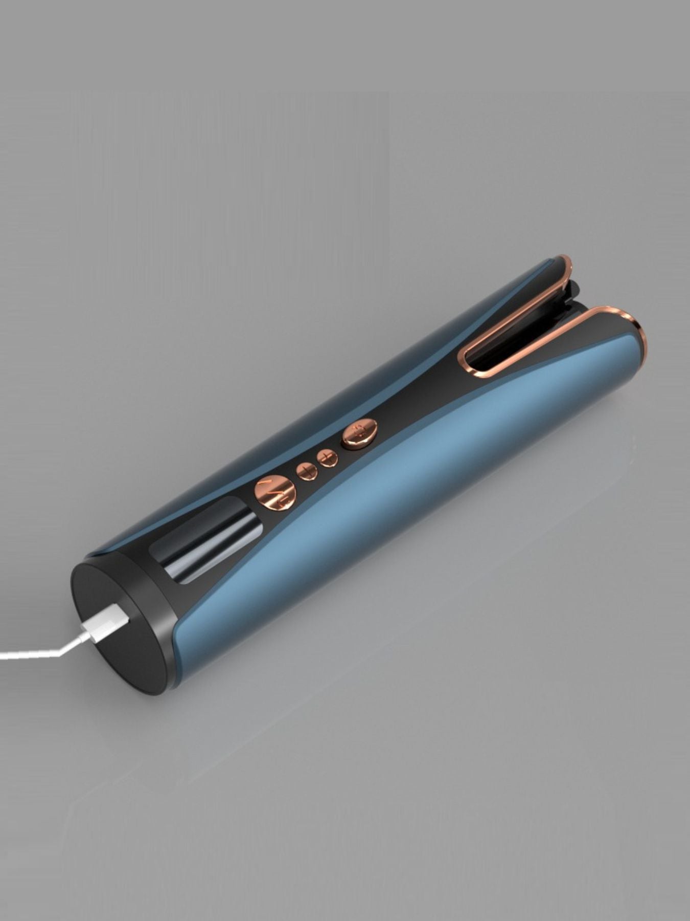 Blue automatic hair curling iron by Trendsi with a sleek design, perfect for creating smooth, styled curls effortlessly.