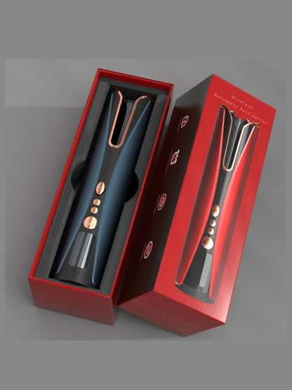 Blue Trendsi automatic hair curling iron with ergonomic handle and digital temperature control for quick, easy styling.