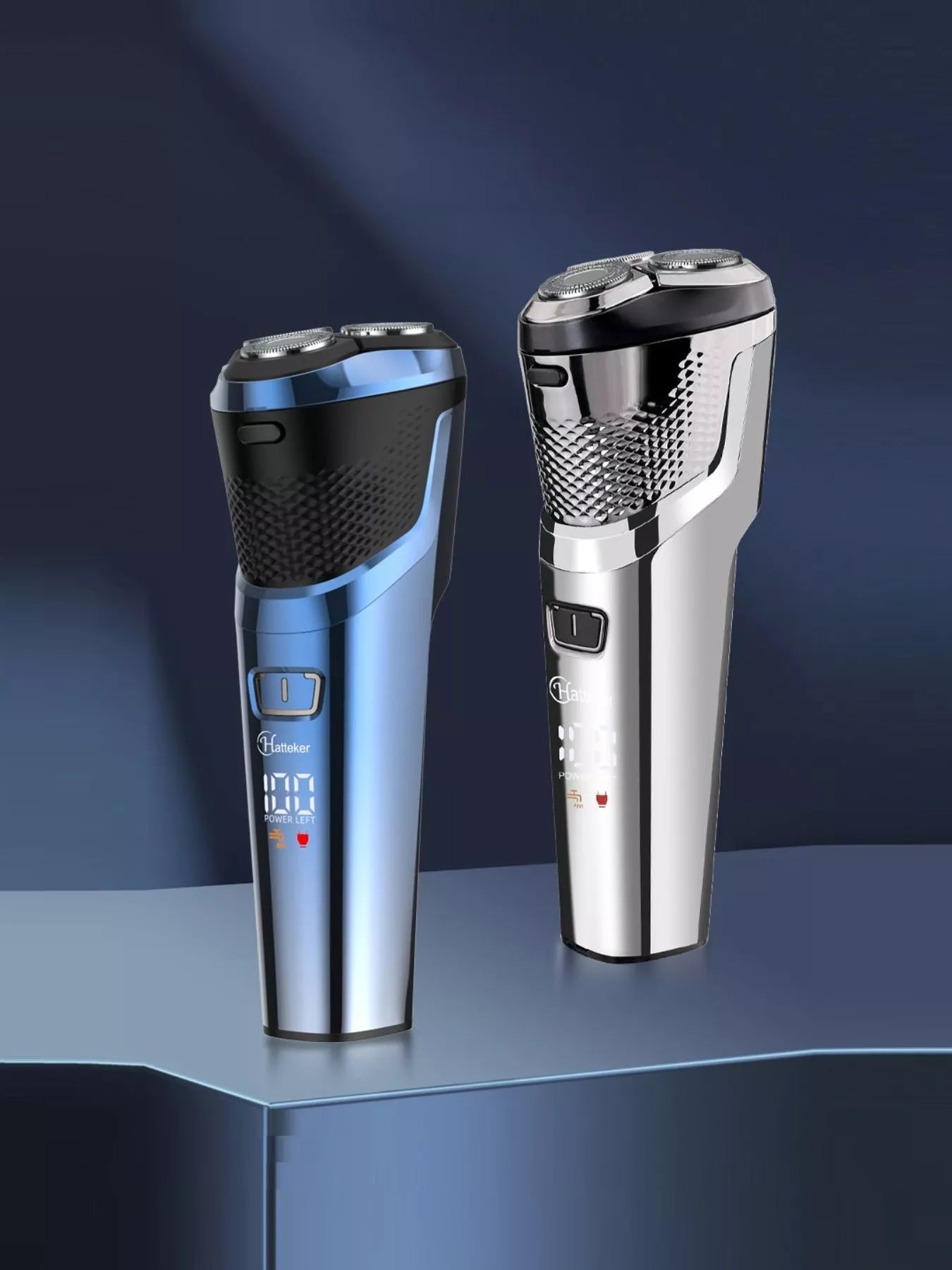 Blue Trendsi cordless rotary shaver with ergonomic handle, designed for a close, comfortable shave.