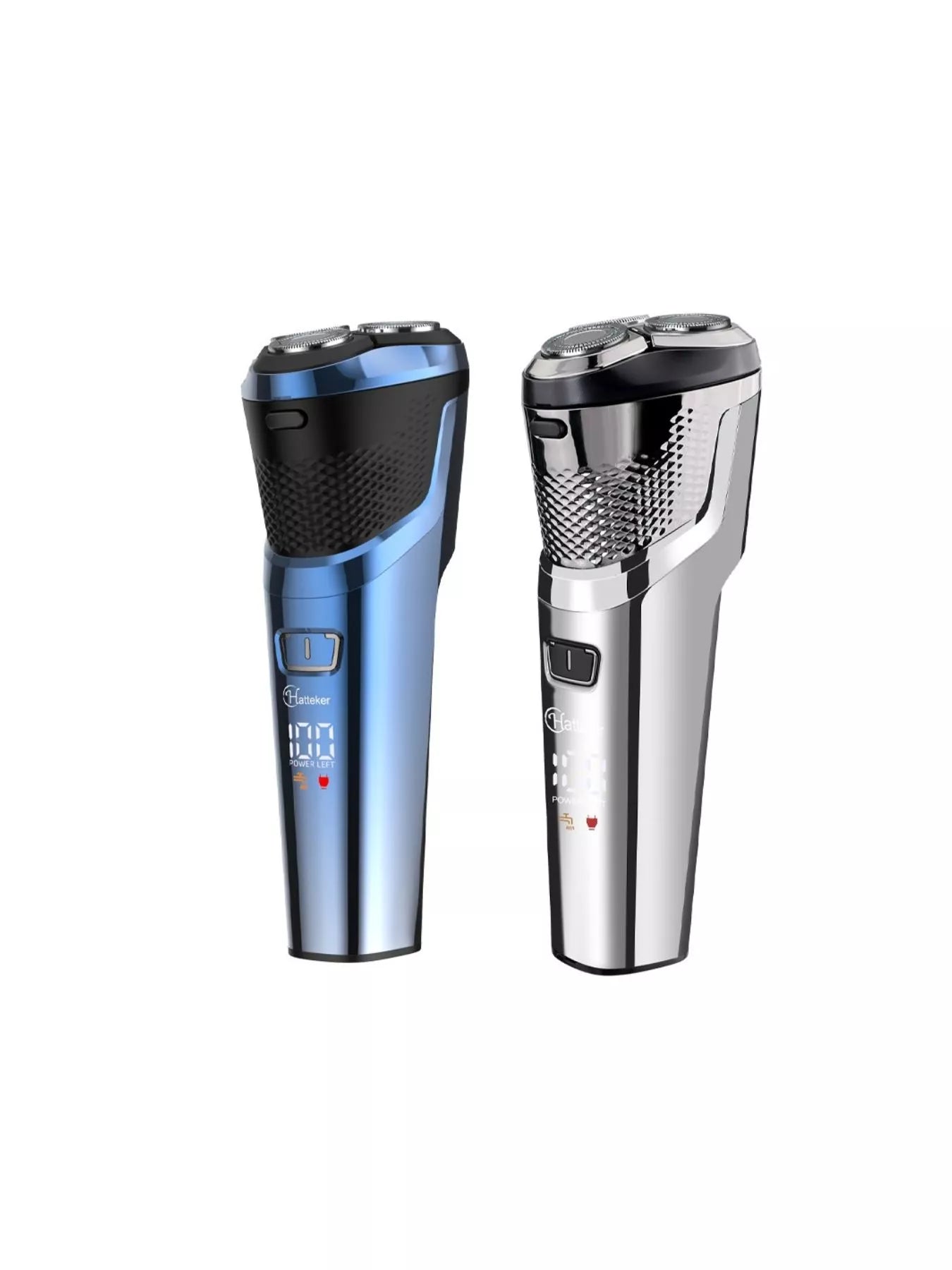Blue Trendsi cordless rotary shaver with a sleek design, featuring multiple rotary blades for close, comfortable shaving.