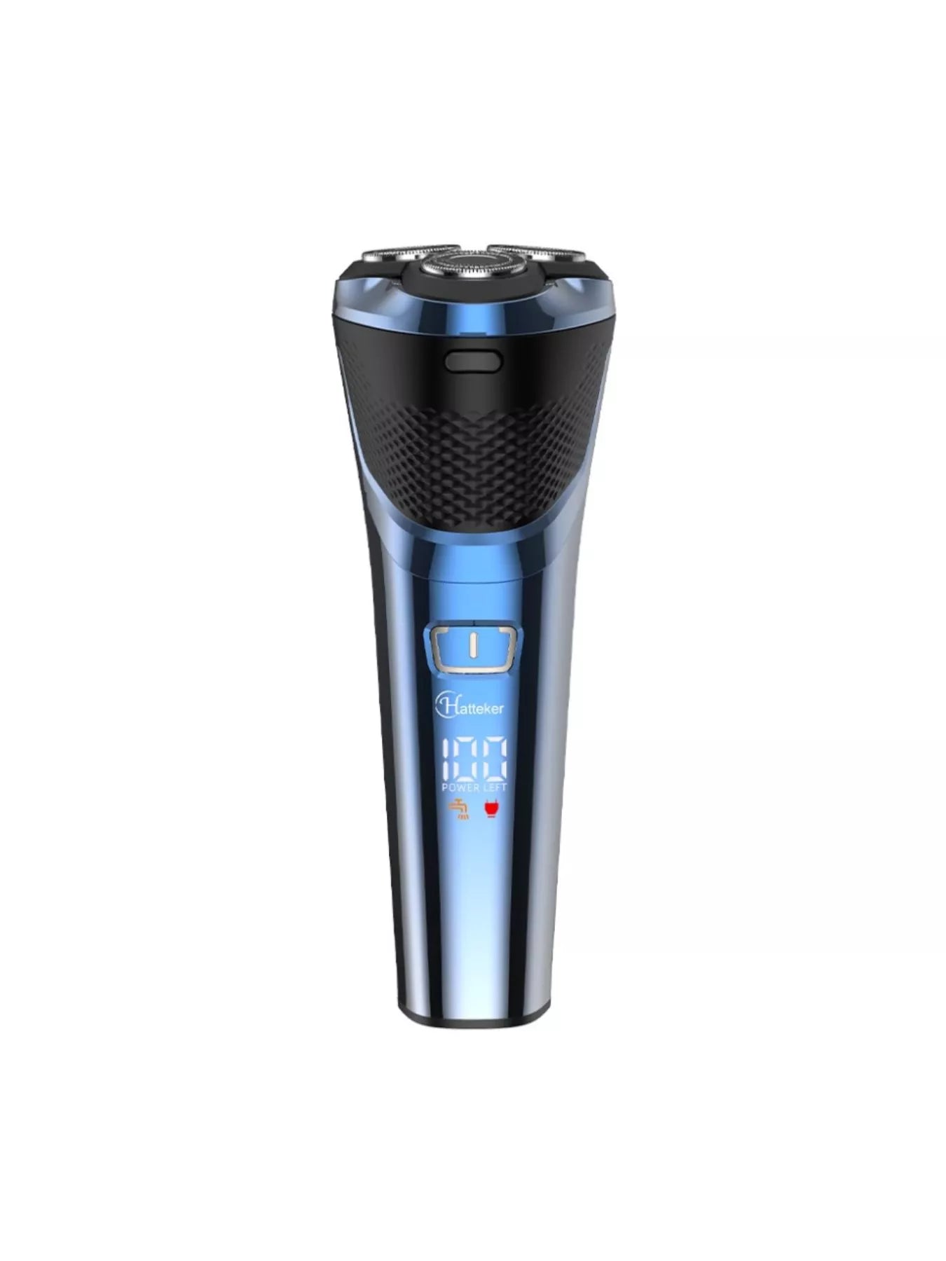 Blue Trendsi cordless rotary shaver with a sleek design, featuring multiple rotary blades for a close, comfortable shave.