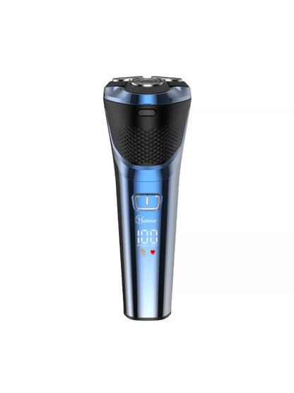 Blue Trendsi cordless rotary shaver with a sleek design, featuring multiple rotary blades for a close, comfortable shave.