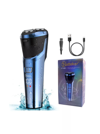 Blue Trendsi cordless rotary shaver with three rotary blades and ergonomic handle for smooth, close shaving.
