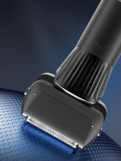 Blue electric foil shaver with LED display by Trendsi, showing a sleek design and close-shaving foil blades.