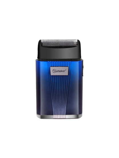 Blue portable electric shaver by Trendsi, compact design with a sleek handle and electric blades for easy grooming.