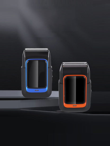 Blue portable shaver with color accent by Trendsi, compact and easy to use for grooming on the go.