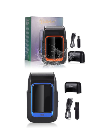 Blue portable shaver with color accent from Trendsi, compact design ideal for travel and personal grooming.