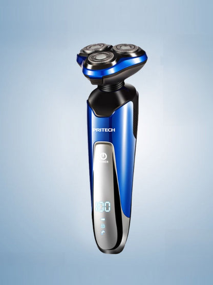 Blue 3-in-1 electric rotary shaver by Trendsi with multiple heads for versatile grooming and smooth shaving.
